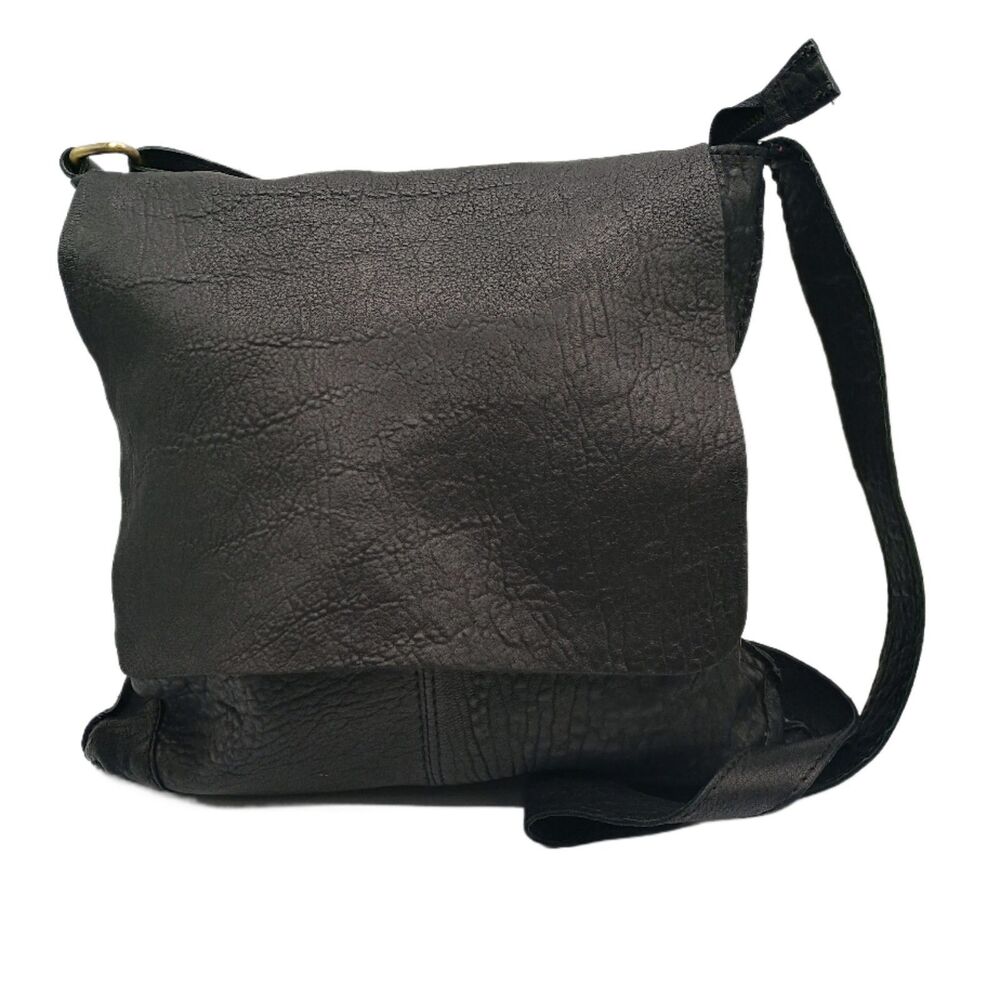 Maxon Collection Hobo Bag Black Soft Textured Leather Slouchy Zip Crossbody Boho